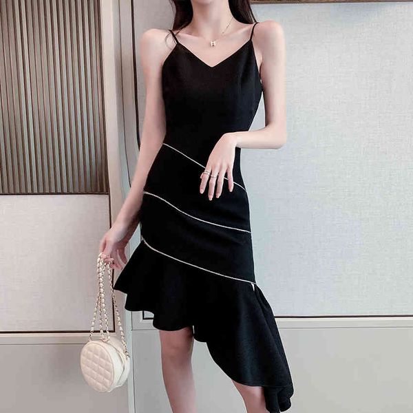 fashion black asymmetric slim suspende dresses v-neck women's clothing dress party evening elegant summer vestidos 210515, Black;gray
fashion black asymmetric slim suspende dresses v-neck women's clothing dress party evening elegant summer vestidos 210515, Black;gray