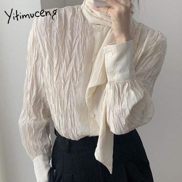 women's blouses & shirts yitimuceng ruched blouse woman oversize button up fashion long sleeve scarf collar office lady white shirt 202
women's blouses & shirts yitimuceng ruched blouse woman oversize button up fashion long sleeve scarf collar office lady white shirt 202