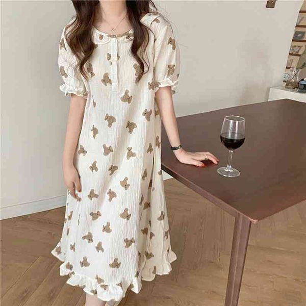 sweet bear cartoon women nightgowns short sleeve loose crepe cotton sleepwear dress summer homewear home clothes vestidos y680, Black;red
sweet bear cartoon women nightgowns short sleeve loose crepe cotton sleepwear dress summer homewear home clothes vestidos y680, Black;red