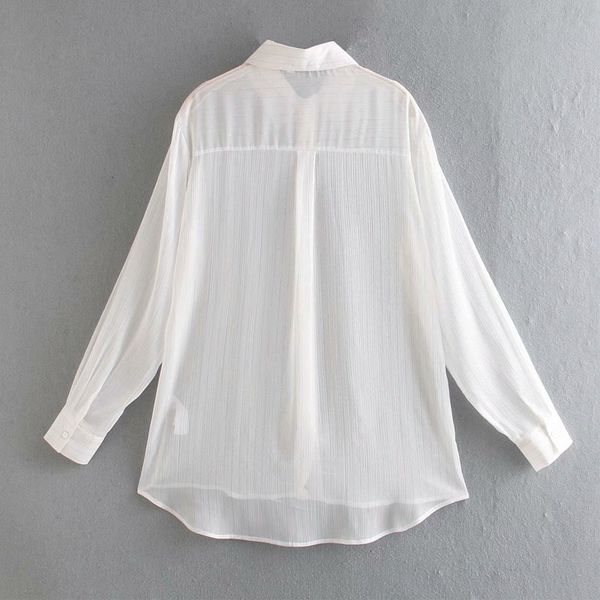 blouses spring transparent metal stripe lapel long sleeve women's loose shirt vintage single breasted simplicity chic female, White
blouses spring transparent metal stripe lapel long sleeve women's loose shirt vintage single breasted simplicity chic female, White