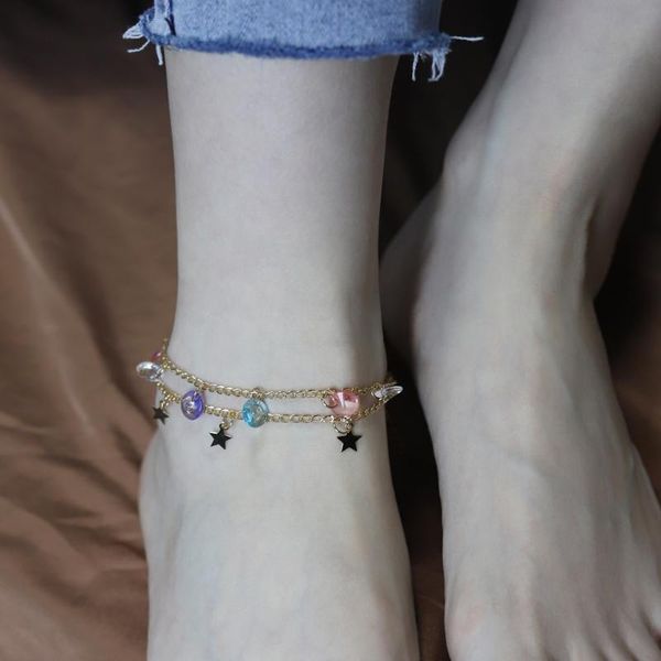 anklets fashionable five-pointed star pendant multi-layer chain ankle bracelet on leg foot jewelry boho charm women beach accessories, Red;blue
anklets fashionable five-pointed star pendant multi-layer chain ankle bracelet on leg foot jewelry boho charm women beach accessories, Red;blue