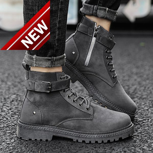 martin boots men's fashion with zipper outdoor british casual korean youth wear solid work shoes, Black
martin boots men's fashion with zipper outdoor british casual korean youth wear solid work shoes, Black