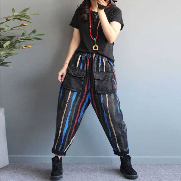 arrival spring women elastic waist loose denim harem pants big pocket stripe vintage jeans plus size jean pants s590 210608, Blue
arrival spring women elastic waist loose denim harem pants big pocket stripe vintage jeans plus size jean pants s590 210608, Blue