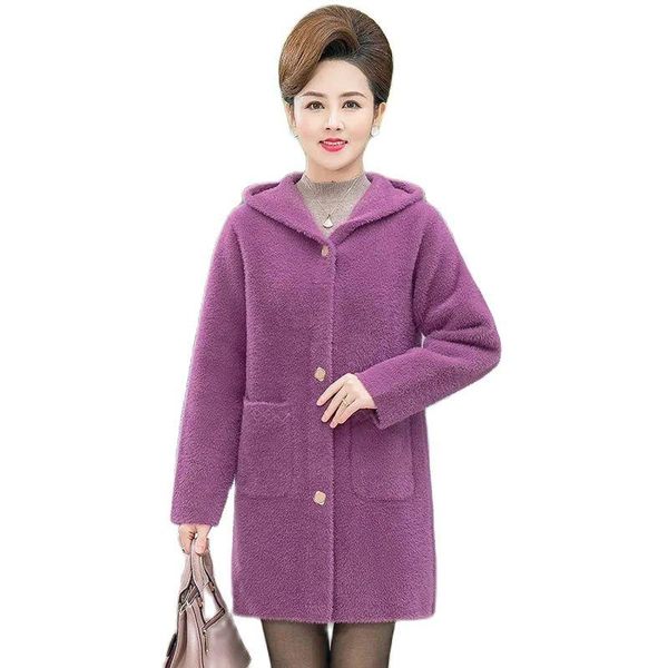 women's wool & blends mom clothes imitation mink velvet jacket 2021 autumn winter thickened long double sided cashmere women woolen coa, Black
women's wool & blends mom clothes imitation mink velvet jacket 2021 autumn winter thickened long double sided cashmere women woolen coa, Black