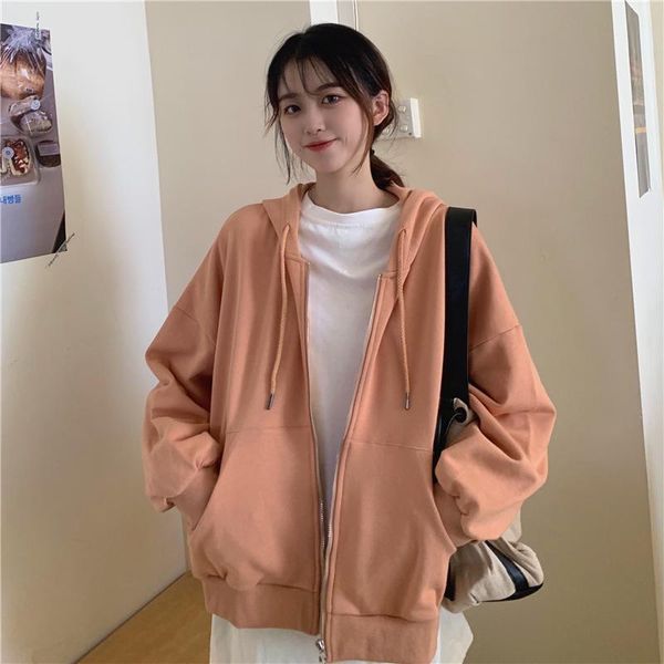 women's hoodies & sweatshirts spirng autumn harajuku chic women korean casual hooded solid color drop shoulder loose zip-up for student, Black
women's hoodies & sweatshirts spirng autumn harajuku chic women korean casual hooded solid color drop shoulder loose zip-up for student, Black