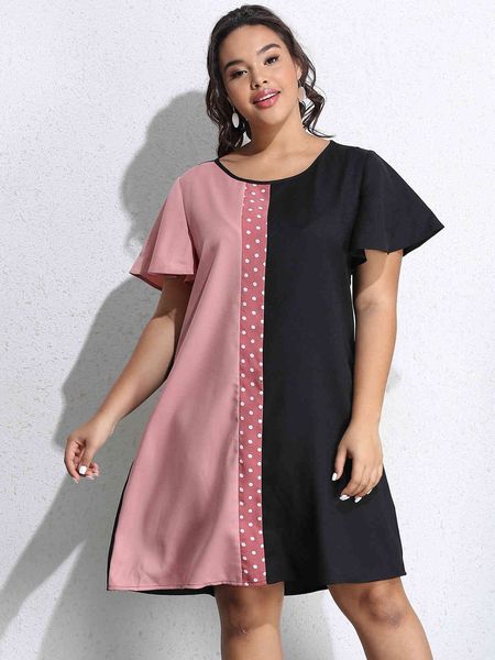 women's plus size hy86243# large polka dot stitching lotus sleeve temperament skirt wear
women's plus size hy86243# large polka dot stitching lotus sleeve temperament skirt wear