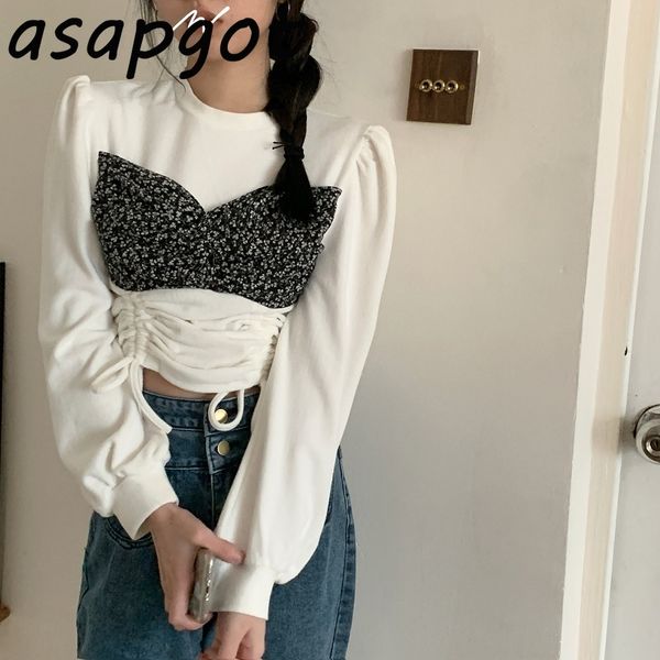 & tees casual clothing o neck puff long sleeve patchwork fake two pieces t-shirts women floral drawsting waist wild 210429, White
& tees casual clothing o neck puff long sleeve patchwork fake two pieces t-shirts women floral drawsting waist wild 210429, White