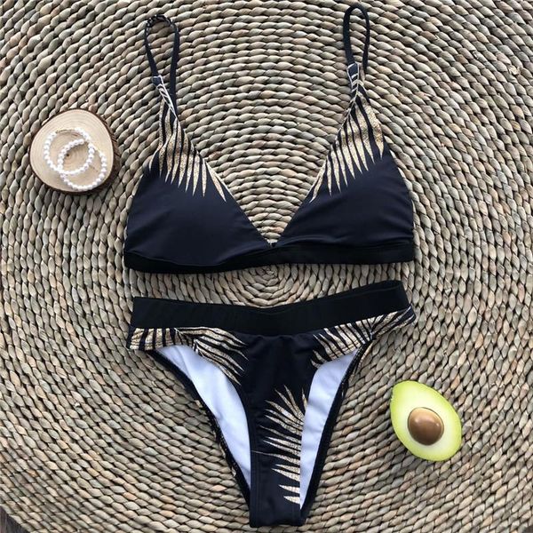 women's swimwear leave print swimsuit women push up bikinis 2021 woman bathers retro biquini 2 piece bathing suit beach wear, White;black
women's swimwear leave print swimsuit women push up bikinis 2021 woman bathers retro biquini 2 piece bathing suit beach wear, White;black