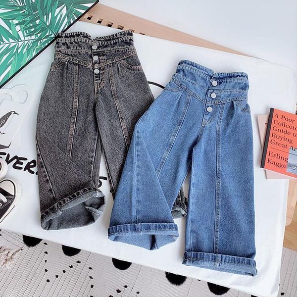 height 100 140cm childrens clothing girls wide leg pants autumn temperament high waist jeans trousers trend, Blue
height 100 140cm childrens clothing girls wide leg pants autumn temperament high waist jeans trousers trend, Blue