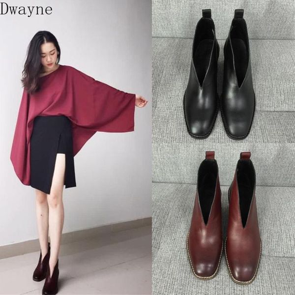 boots autumn square head with women's ankle high heel leather winter v mouth single, Black
boots autumn square head with women's ankle high heel leather winter v mouth single, Black