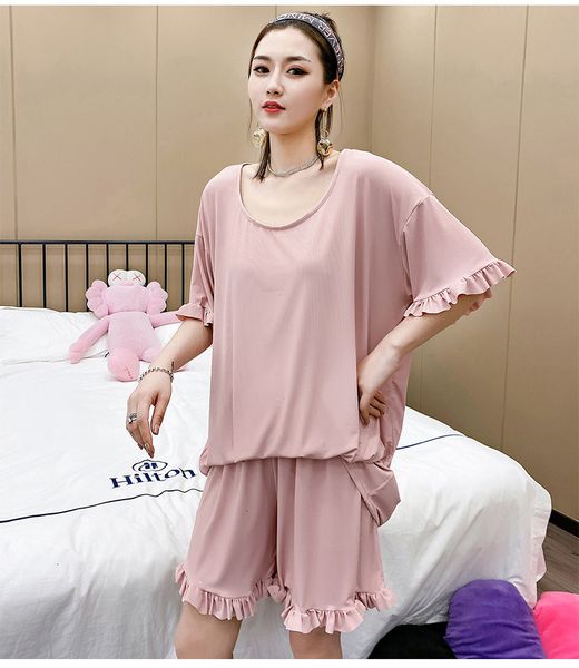 women's sleepwear loose 100 kg wear pyjamas women soft summer sleepwear set short sleeve plus size pajamas female night home suit pijam, Black;red
women's sleepwear loose 100 kg wear pyjamas women soft summer sleepwear set short sleeve plus size pajamas female night home suit pijam, Black;red