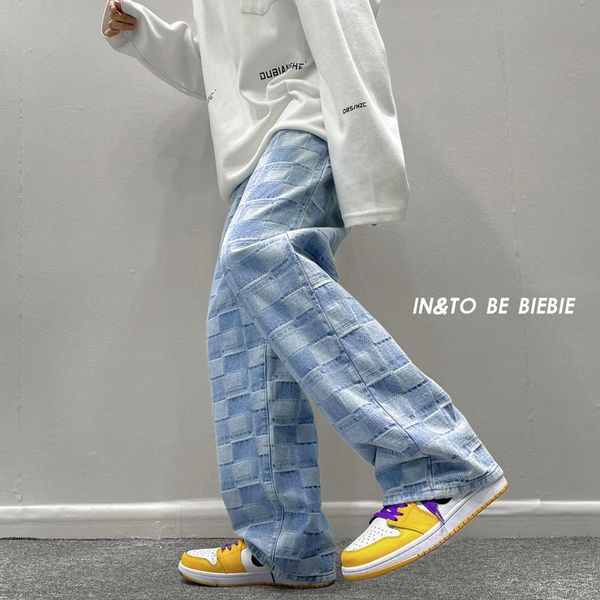 men's jeans autumn vintage plaid denim pants men japan style hip hop male baggy cowboy trousers straight loose streetwear, Blue
men's jeans autumn vintage plaid denim pants men japan style hip hop male baggy cowboy trousers straight loose streetwear, Blue