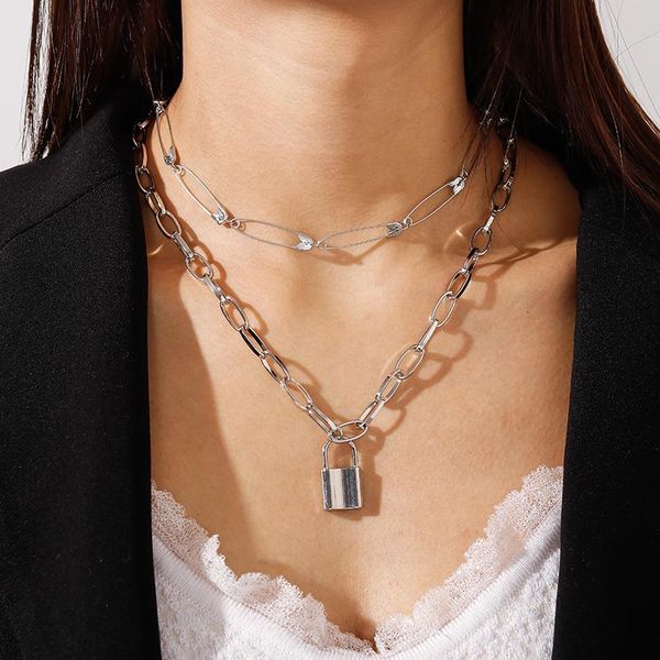 pendant necklaces design multi-layer pin chain necklace for women trendy metal lock pendants silver color collier jewelry
pendant necklaces design multi-layer pin chain necklace for women trendy metal lock pendants silver color collier jewelry