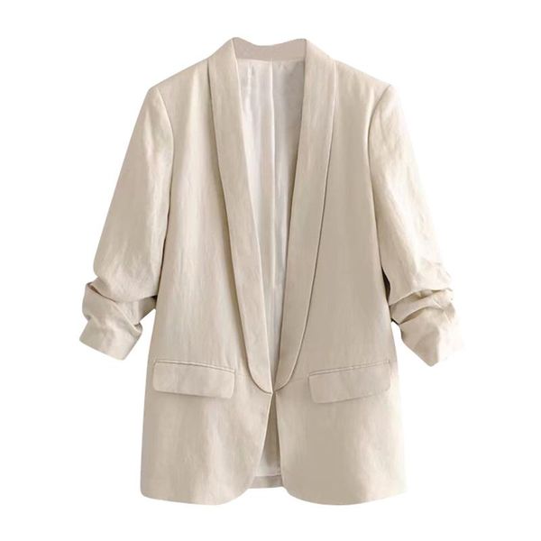 women's suits & blazers women fashion office wear blazer coat 2021 notched collar casual pockets suit solid pleated sleeve chic outwear, White;black
women's suits & blazers women fashion office wear blazer coat 2021 notched collar casual pockets suit solid pleated sleeve chic outwear, White;black