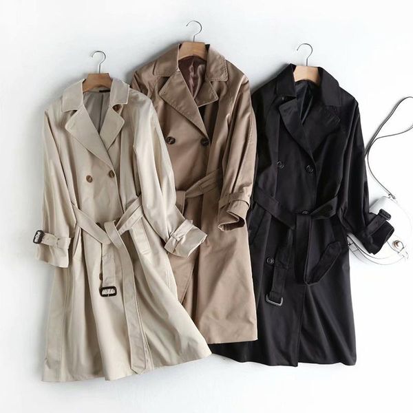 women's jackets family autumn style british coat double row buckle belt medium and long windbreaker women, Black;brown
women's jackets family autumn style british coat double row buckle belt medium and long windbreaker women, Black;brown