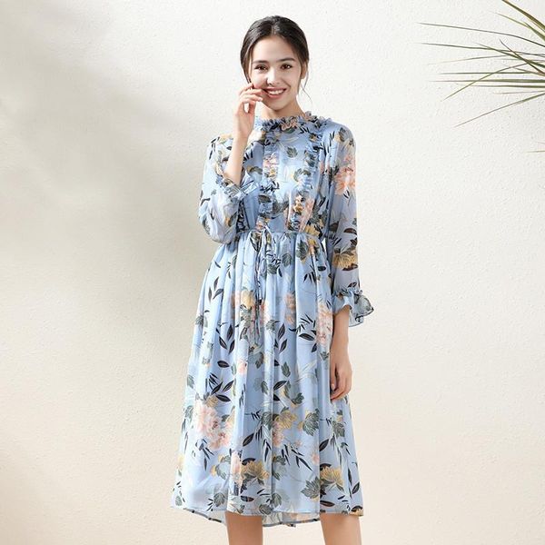 summer chiffon dress women edible tree slim midi maxi blue floral printed elegant fashion evening woman dresses vestidos casual, Black;gray
summer chiffon dress women edible tree slim midi maxi blue floral printed elegant fashion evening woman dresses vestidos casual, Black;gray