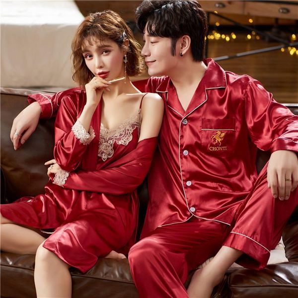 women's sleepwear 2pcs robe set women satin v-neck casual lovers' kimono bathrobe gown loose couple nightwear intimate lingerie, Black;red
women's sleepwear 2pcs robe set women satin v-neck casual lovers' kimono bathrobe gown loose couple nightwear intimate lingerie, Black;red