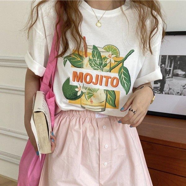 women's t-shirt age-reducing short-sleeve female korean printed pattern ins fashion cute o-neck all-match bottoming shirts, White
women's t-shirt age-reducing short-sleeve female korean printed pattern ins fashion cute o-neck all-match bottoming shirts, White