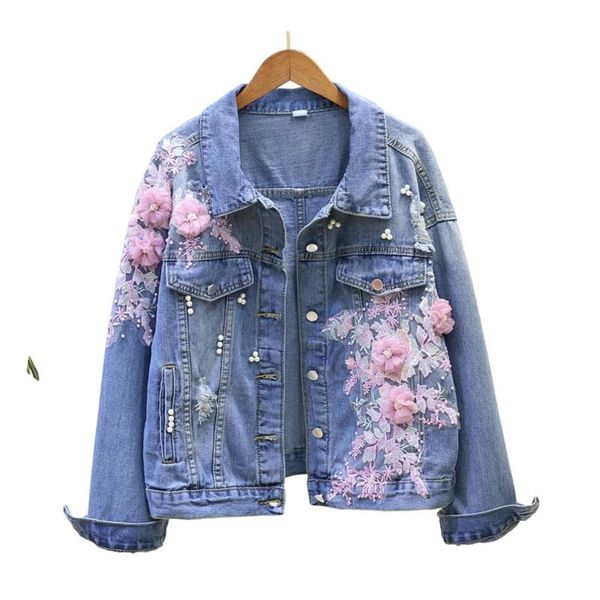 women's jackets 2021 spring autumn jeans jacket korean embroideried 3d flowers hole cowboy outerwear causal women demin coat jaqueta fe, Black;brown
women's jackets 2021 spring autumn jeans jacket korean embroideried 3d flowers hole cowboy outerwear causal women demin coat jaqueta fe, Black;brown