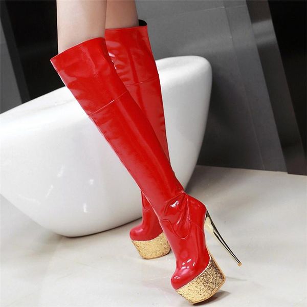 boots ladies fashion platform shoes stripper stiletto thigh winter women's party motorcycle combat size 34-46, Black
boots ladies fashion platform shoes stripper stiletto thigh winter women's party motorcycle combat size 34-46, Black