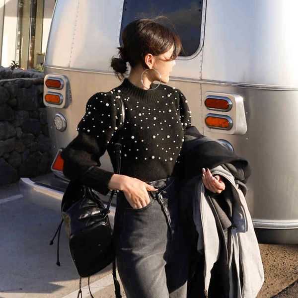 women's sweaters new fashion full sleeve pearls modern lady pullovers stylish women black autumn o-neck beading knitted 8qz7, White;black 
women's sweaters new fashion full sleeve pearls modern lady pullovers stylish women black autumn o-neck beading knitted 8qz7, White;black