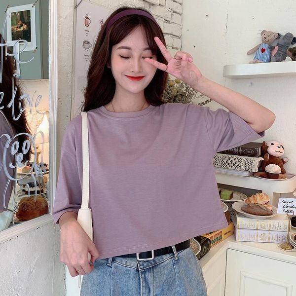 women's t-shirt elegant cropped ins short-sleeved female korean style loose chic student solid color harajuku bf high waist crop, White
women's t-shirt elegant cropped ins short-sleeved female korean style loose chic student solid color harajuku bf high waist crop, White
