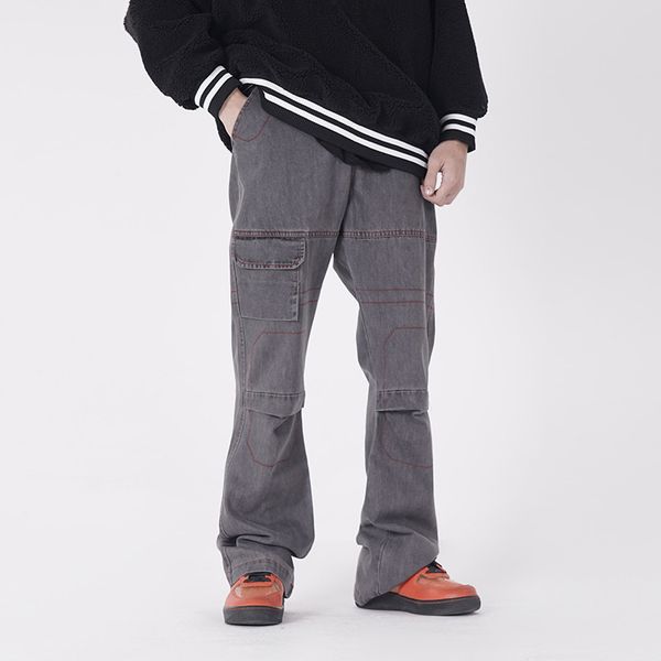 2colors straight flared jeans men's hip-hop loose wide-leg denim trousers high street oversize washed cargo pants, Black
2colors straight flared jeans men's hip-hop loose wide-leg denim trousers high street oversize washed cargo pants, Black