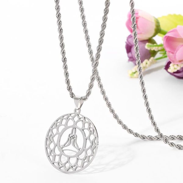 pendant necklaces 2021 fashion yoga buddhism lotus stainless steel necklace women silver color chain jewelry collar mujer
pendant necklaces 2021 fashion yoga buddhism lotus stainless steel necklace women silver color chain jewelry collar mujer