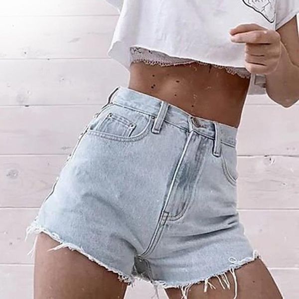 women's shorts washed denim rivets classic vintage high waist female casual summer ladies jeans for women a266, White;black
women's shorts washed denim rivets classic vintage high waist female casual summer ladies jeans for women a266, White;black