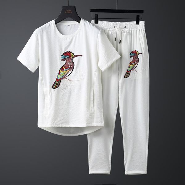 men's tracksuits mens tracksuit (t-shirt+pants) luxury bird embroidered short sleeve suits summer slim fit fashion man sets, Gray
men's tracksuits mens tracksuit (t-shirt+pants) luxury bird embroidered short sleeve suits summer slim fit fashion man sets, Gray