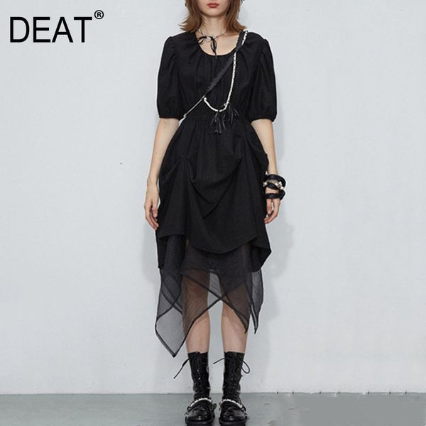 women black patchwork gauze folds chiffon dress round neck short puff sleeve slim fit fashion tide summer 7d0795 210421, Black;gray
women black patchwork gauze folds chiffon dress round neck short puff sleeve slim fit fashion tide summer 7d0795 210421, Black;gray