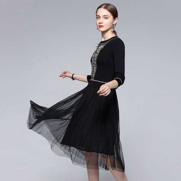 dress dressautumn and winter women's fashion foreign style medium length 7 4 sleeve printed knitted mesh, Black;gray
dress dressautumn and winter women's fashion foreign style medium length 7 4 sleeve printed knitted mesh, Black;gray