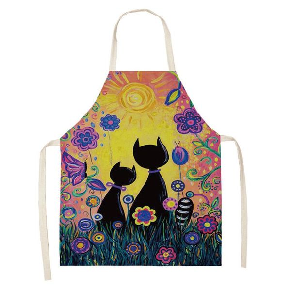 aprons 2021 flower kitchen cooking apron cute cat printed home sleeveless cotton linen for men women baking accessories68x55cm 
aprons 2021 flower kitchen cooking apron cute cat printed home sleeveless cotton linen for men women baking accessories68x55cm