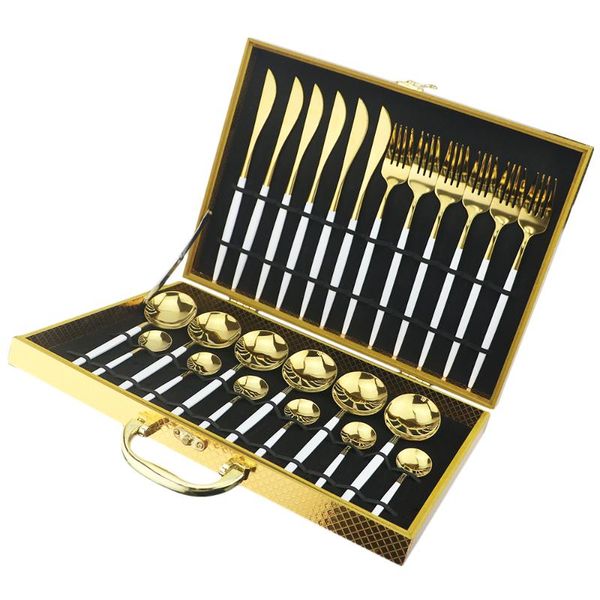 dinnerware sets 24pcs gold cutlery set 304 stainless steel knife fork spoon dinner kitchen tableware silverware with box
dinnerware sets 24pcs gold cutlery set 304 stainless steel knife fork spoon dinner kitchen tableware silverware with box
