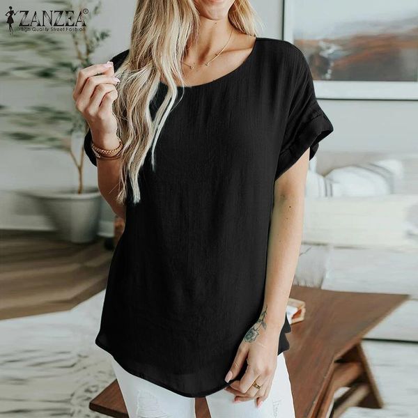 women's blouses & shirts plus size zanzea women vintage blouse 2021 summer loose solid casual ladies short sleeve cotton linen tunic b, White
women's blouses & shirts plus size zanzea women vintage blouse 2021 summer loose solid casual ladies short sleeve cotton linen tunic b, White