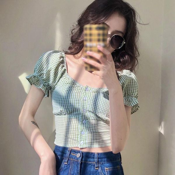 oioninos simple blouse square collar short sleeve plaid print buttons basic women's blouses & shirts, White
oioninos simple blouse square collar short sleeve plaid print buttons basic women's blouses & shirts, White