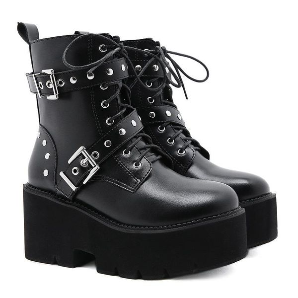 boots european and american thick bottom high heel fashion nightclub front lace-up metal suqare buckle short women, Black
boots european and american thick bottom high heel fashion nightclub front lace-up metal suqare buckle short women, Black