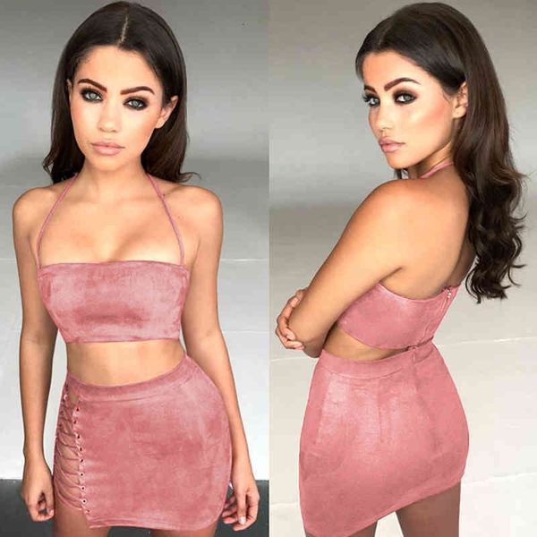 women's tracksuits suede fashion halter zipper placket two piece set off shoulder sleeveless backless short and hollow out ban, Gray
women's tracksuits suede fashion halter zipper placket two piece set off shoulder sleeveless backless short and hollow out ban, Gray