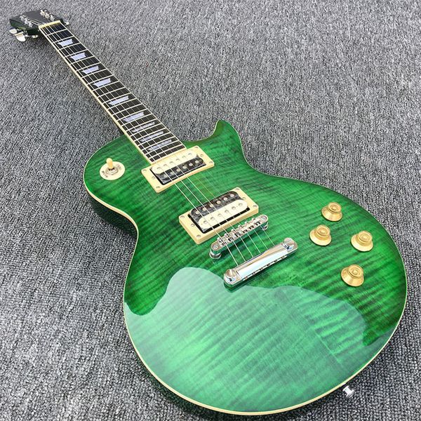 6 strings light green mahogany electric guitar with flame maple venner,rosewood fretboard, humbuckers pickups
6 strings light green mahogany electric guitar with flame maple venner,rosewood fretboard, humbuckers pickups