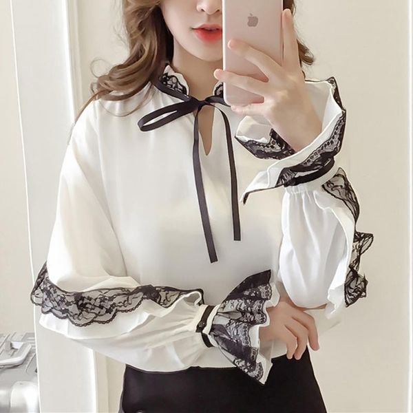 women's blouses & shirts lace ruffle women elegant chiffon blouse bow blusas femininas elegante loose long sleeve white 660a
women's blouses & shirts lace ruffle women elegant chiffon blouse bow blusas femininas elegante loose long sleeve white 660a