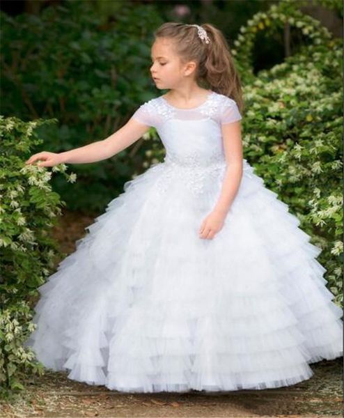 well designed flower girls dress baptism tiered tulle lace ball gown customized for 2-14 y teens holy first communion, White;blue
well designed flower girls dress baptism tiered tulle lace ball gown customized for 2-14 y teens holy first communion, White;blue