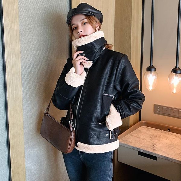 women's jackets 2021 fashion velvet jacket coat women leather thick suede autumn winter lambs wool short motorcycle coats, Black;brown
women's jackets 2021 fashion velvet jacket coat women leather thick suede autumn winter lambs wool short motorcycle coats, Black;brown