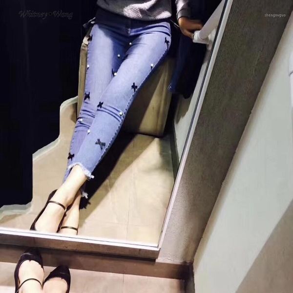women's jeans whitney wang 2021 spring fashion streetwear pearls beading bows skinny women stylish denim pants plus size 5xl, Blue
women's jeans whitney wang 2021 spring fashion streetwear pearls beading bows skinny women stylish denim pants plus size 5xl, Blue