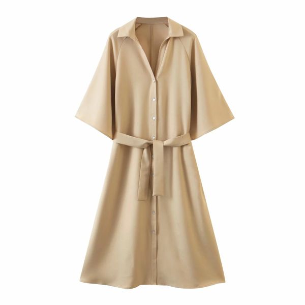 elegant women beige long dress fashion ladies vintage turn down collar es casual female chic girls 210430, Black;gray
elegant women beige long dress fashion ladies vintage turn down collar es casual female chic girls 210430, Black;gray