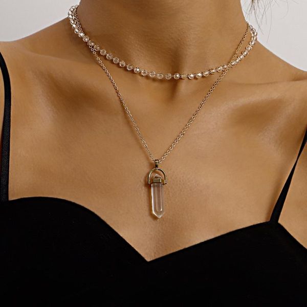 pendant necklaces white hex column necklace for women beaded clavicle chain layered female 2021 fashion jewelry simple, Silver
pendant necklaces white hex column necklace for women beaded clavicle chain layered female 2021 fashion jewelry simple, Silver