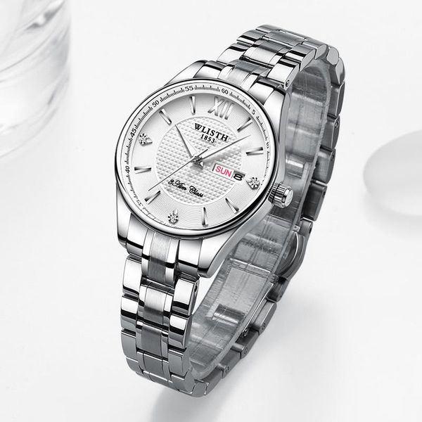 wristwatches lovers watch calendar waterproof steel belt quartz men's business women's fashion wrist, Slivery;brown
wristwatches lovers watch calendar waterproof steel belt quartz men's business women's fashion wrist, Slivery;brown