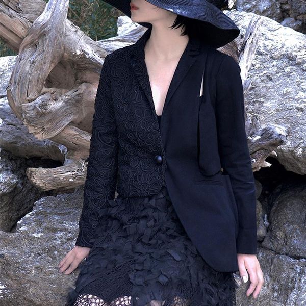 women's suits & blazers nanastyle hollow out blazer female lace floral patchwork long sleeve asymmetrical coat for women 2021 fashion v, White;black
women's suits & blazers nanastyle hollow out blazer female lace floral patchwork long sleeve asymmetrical coat for women 2021 fashion v, White;black