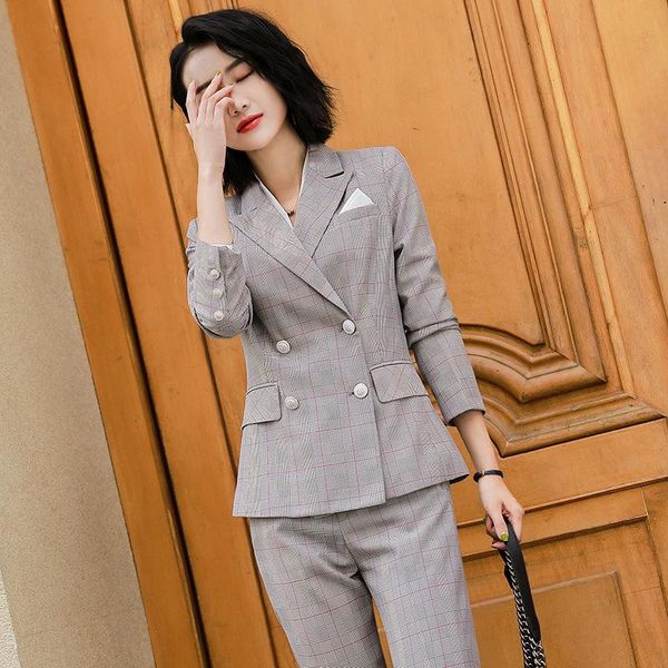 women 2 piece set plaid blazer jacket business formal suit british office lady suits for 2021 winter long pant s-4xl women's two pants, White
women 2 piece set plaid blazer jacket business formal suit british office lady suits for 2021 winter long pant s-4xl women's two pants, White