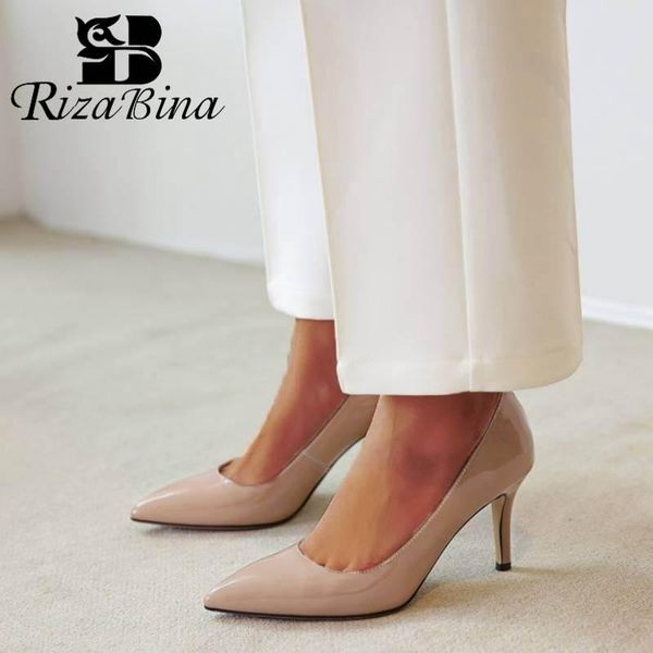 dress shoes rizabina genuine leather high heel women pumps solid color fashion pointed toe wedding bridals party footwear size 34-39, Black
dress shoes rizabina genuine leather high heel women pumps solid color fashion pointed toe wedding bridals party footwear size 34-39, Black