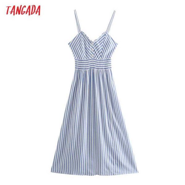 tangada fashion women blue striped print strap long dress sleeveless backlessfemale sundress 3h404 210609, Black;gray
tangada fashion women blue striped print strap long dress sleeveless backlessfemale sundress 3h404 210609, Black;gray